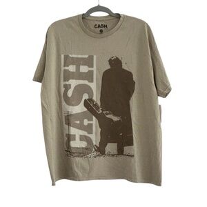 Johnny Cash Walk the Line Beige Graphic Band Tee - Unisex Small/Medium
